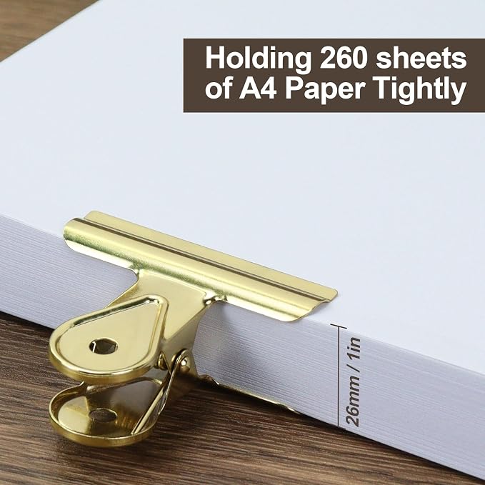 5 Pcs Bulldog Clips, 2.6x2.2 Inch Journal Clips, Metal Binder Clips, Heavy Duty - Image 4
