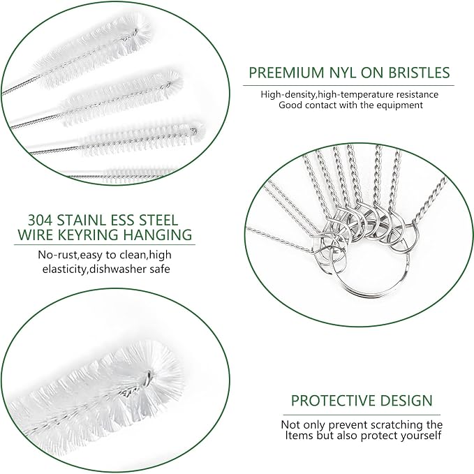 CiaraQ Bottle Cleaning Brushes, 9.8 Inch Nylon Tube Brush Set | White Cleaner - Image 5