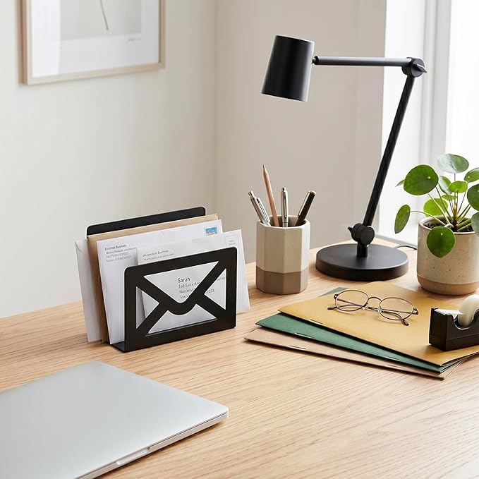 MyGift Black Metal Desktop Mail Holder - Image 2