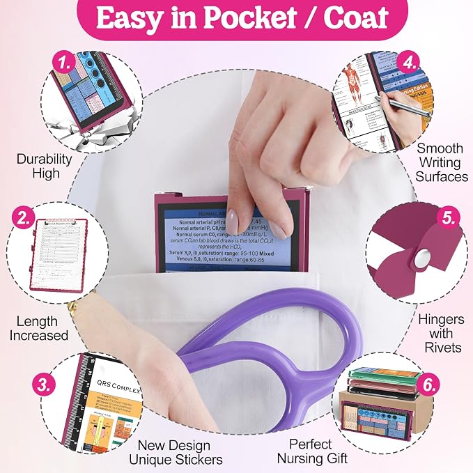 Nursing Clipboard Foldable, 4-Layer Aluminum, Pocket Size, Wine | Medical Cheat - Image 3