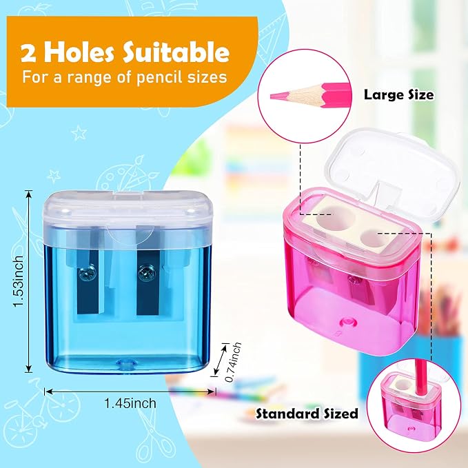 Teling 180 Pcs 180 Pcs Manual Pencil Sharpeners Bulk Handheld Dual Holes Pencil - Image 2