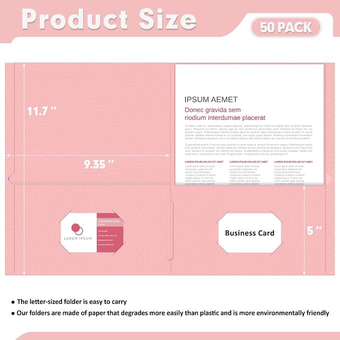 Two Pocket Folders, PANDRI 50 Pack 2 Pocket Folders, Letter Size Paper File - Image 2