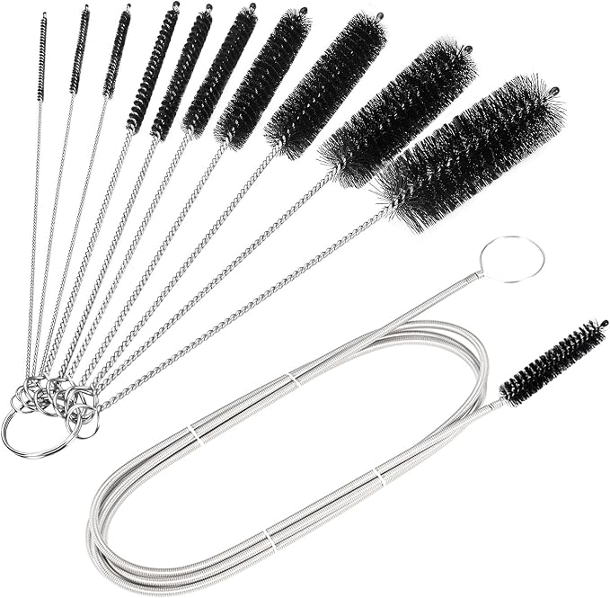 CiaraQ11-Piece Black Tube & Pipe Cleaning Brush Set | – 10 Rigid Brushes by CiaraQ