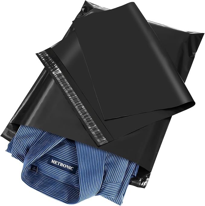 Metronic Poly Mailers 12x15.5 100pack Black Shipping Bags by METRONIC