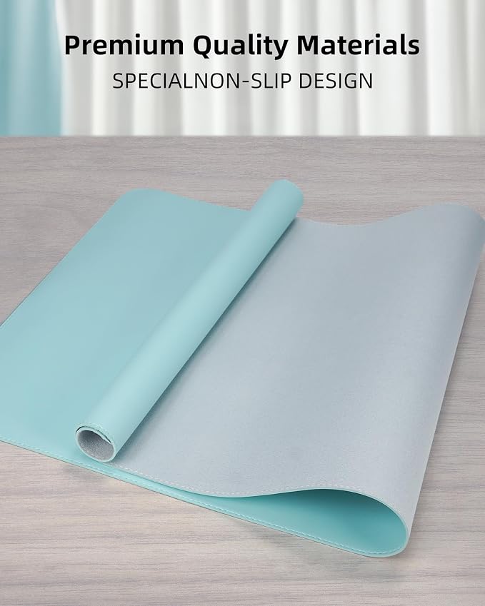 Leather Desk Pad Protector, Waterproof PU Blotter Mat, Mouse Pad, Desk Cover - Image 2