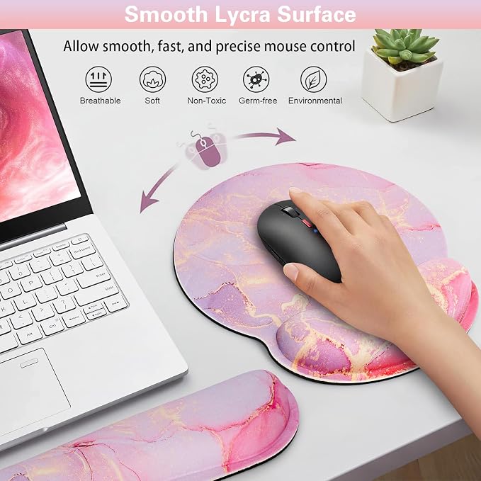 Mouse Pad with Wrist Rest Set, Qomolama 3-in-1 Wrist Support Mousepad Set - Image 3
