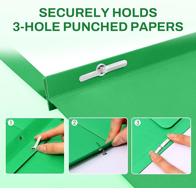 SUNEE 2 Pocket Folders with Prongs, Paper Folders with 2 Pockets and 3 Prongs - Image 3