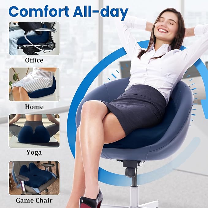 CushZone Seat Cushion, Memory Foam Office Chair Seat Cushion - Image 6