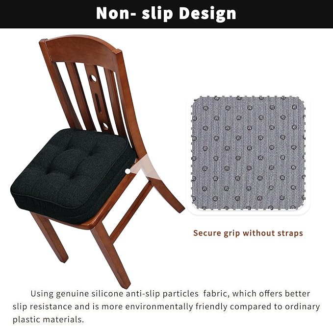 GOFORIT Chair Cushions Set of 4, Tufted Shredded Memory Foam Chair Pads - Image 3
