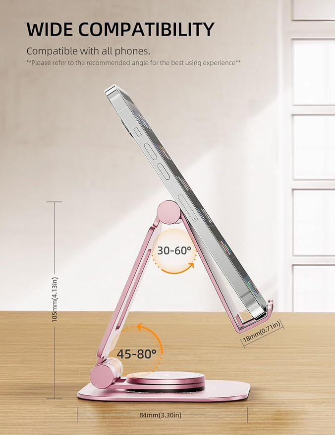 Nulaxy Rotatable Cell Phone Stand, Fully Adjustable Foldable Desktop Phone - Image 4