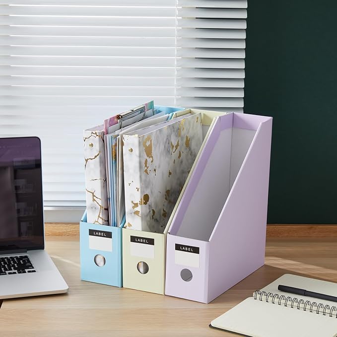 Y YOMA Cardboard File Magazine Holder, Pastel Color, 6 Pack Desktop Binder - Image 9