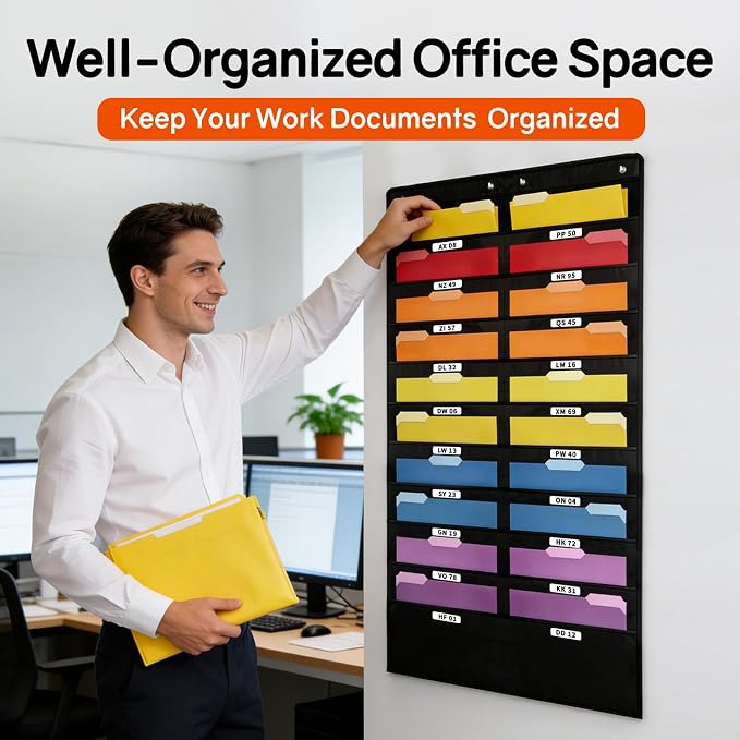 SUNEE 20 Pockets Hanging Wall File Organizer, Space Saver - Image 2