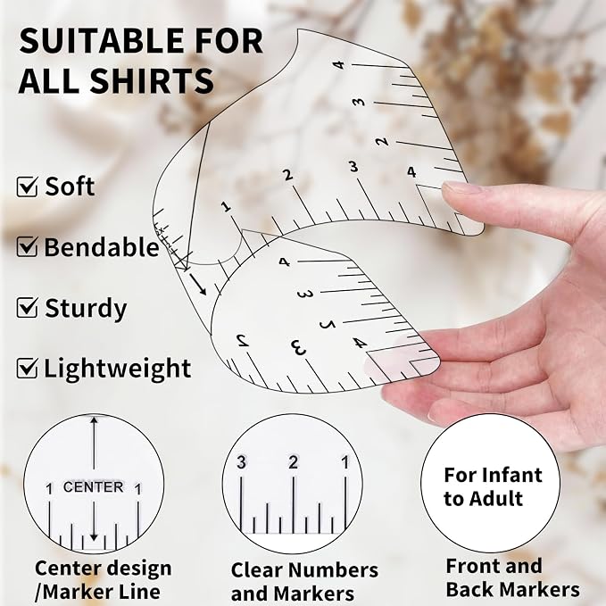 Tshirt Ruler Guide for Vinyl Alignment, T Shirt Rulers to Center Designs - Image 2