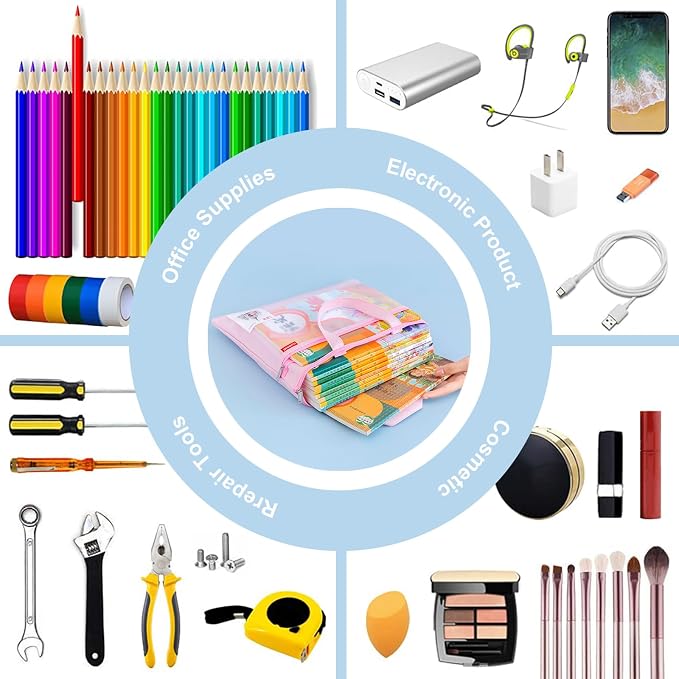 Pendancy Mesh Zipper Pouch 11x13.7 in, Large Double Pocket Waterproof File Bag - Image 9