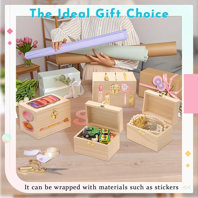 CroBlissful 36 Set 72 Pcs Unfinished Wooden Box - Image 4