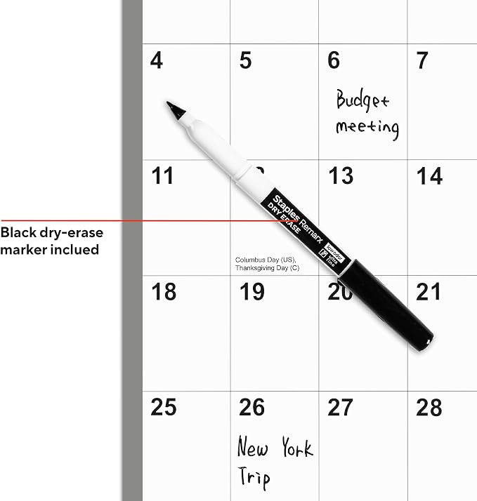 2026-2027 Staples 32" x 48" Academic Yearly Dry Erase Wall Calendar, Reversible - Image 3