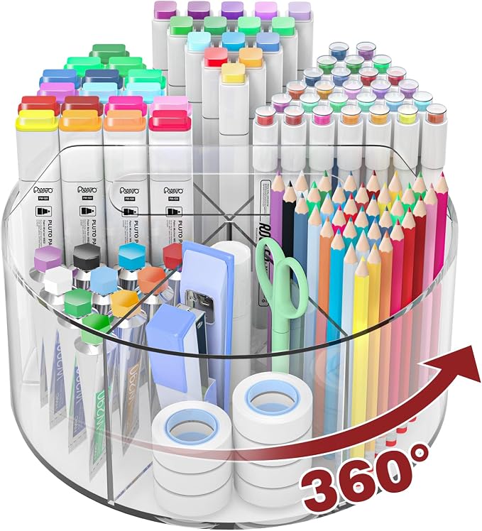 Absonic 250pcs Acrylic Pencil Holder Marker Organizer, 360-Degree Rotating Pen by Absonic