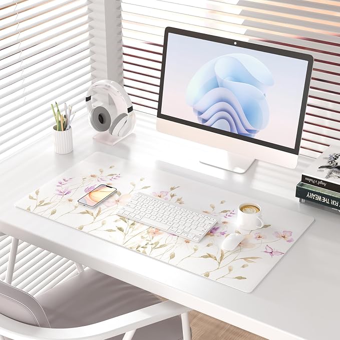 Colorful Star Large Mouse Pad, Floral Waterproof Office Desk Mat, Non-Slip - Image 2