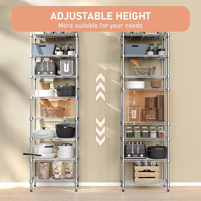 M MZG 8 Tier 2000 lbs Storage Rack Metal Wire Shelving Unit, Storage Standing - Image 4