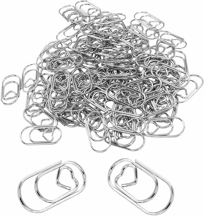 100 Pcs Silver Heart Shaped Paper Clips, Small Cute Decorative Clips - Image 2
