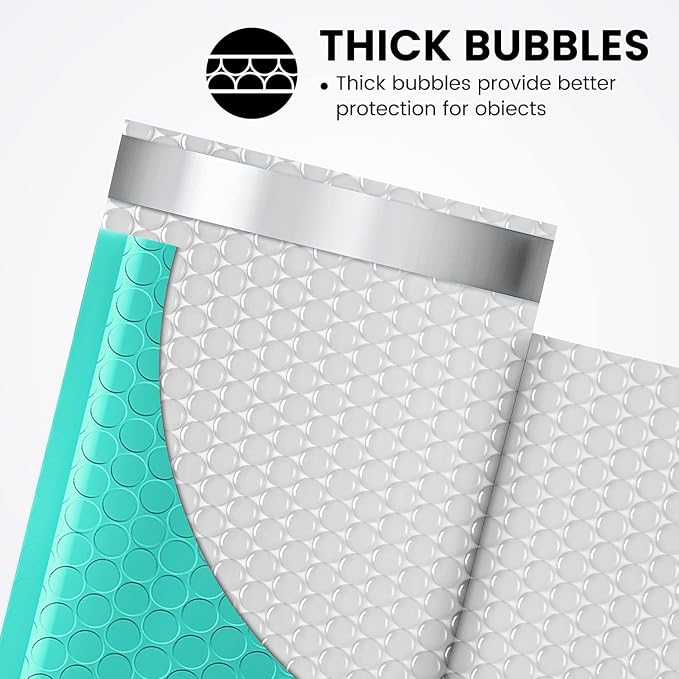 Fuxury Bubble Mailers 4x8" Teal Padded Envelopes 19200Pack Bulk Strong Adhesion - Image 3