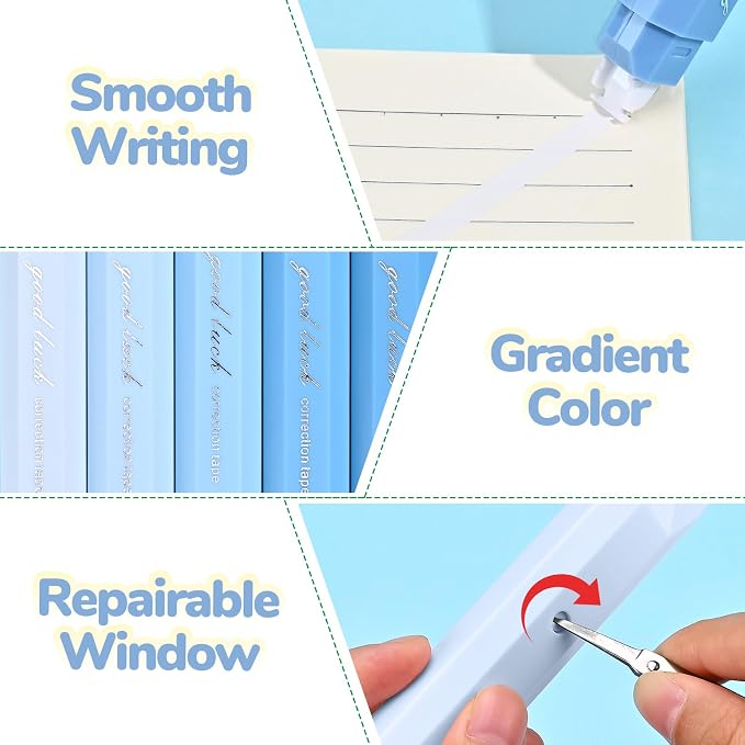 Temiary 5 Pcs White Correction Tapes, Aesthetic Correction Tape Pens Smooth - Image 3