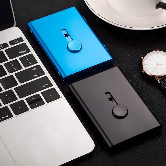 Tatuo 2 Pcs Black/blue 2 Pack Thumb Drive Business Card Holder Stainless Steel - Image 5