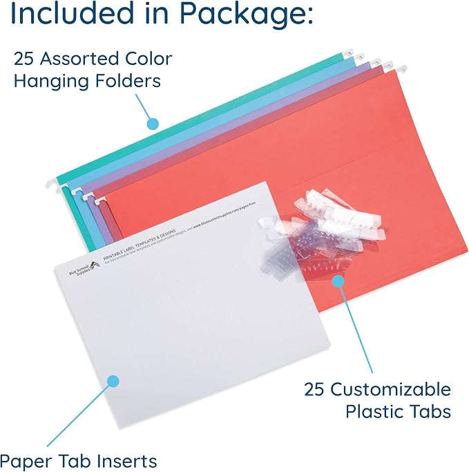 25 Blue Summit Supplies Legal Size Hanging File Folders - Image 3