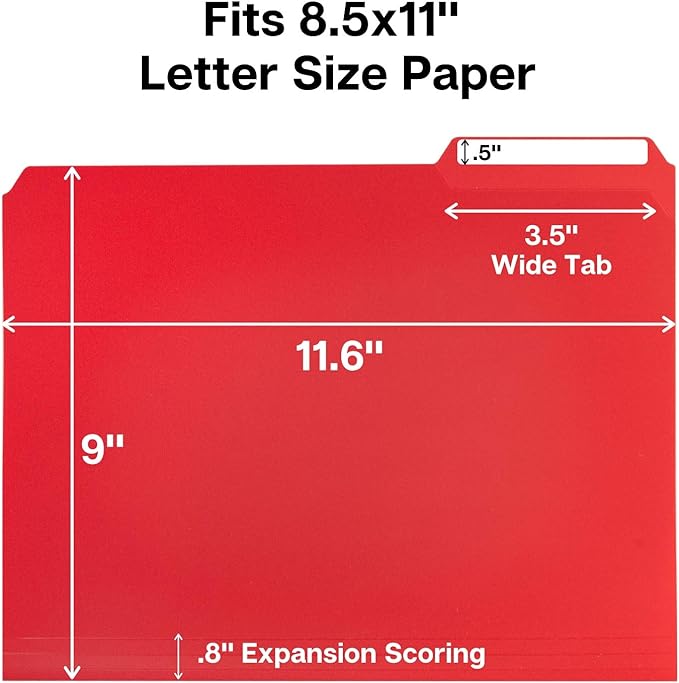 Dunwell Plastic Colored File Folders, 1/3 Tab Filing Folders - Image 2
