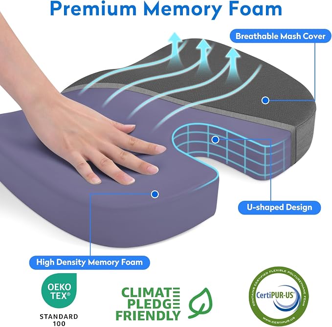 CushZone Seat Cushion, Office Chair Cushions, Car Seat Cushion, Non-Slip - Image 2