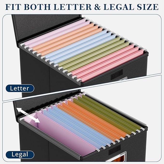 File Organizer Box with Lid, Collapsible File Folder Organizer - Image 4
