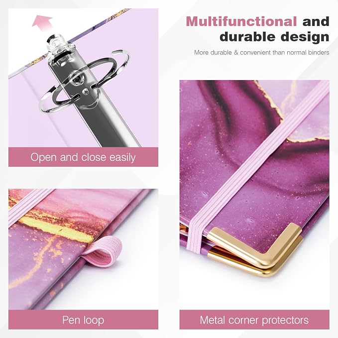 Ospelelf Mini 3 Ring Binder, 2 Inch, Cute Pink Marble Binder - Image 5