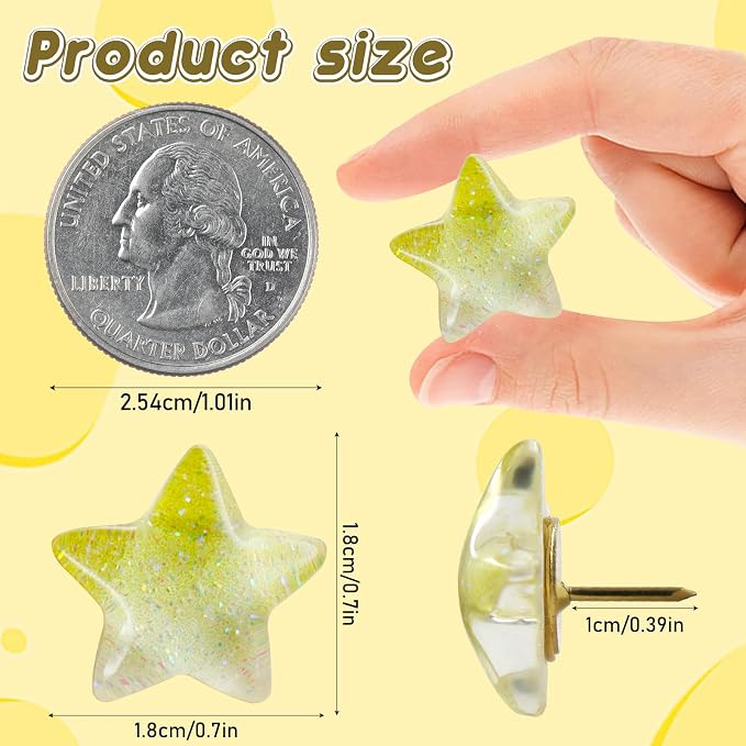 40 Pcs Gradient Star Push Pins - Image 2