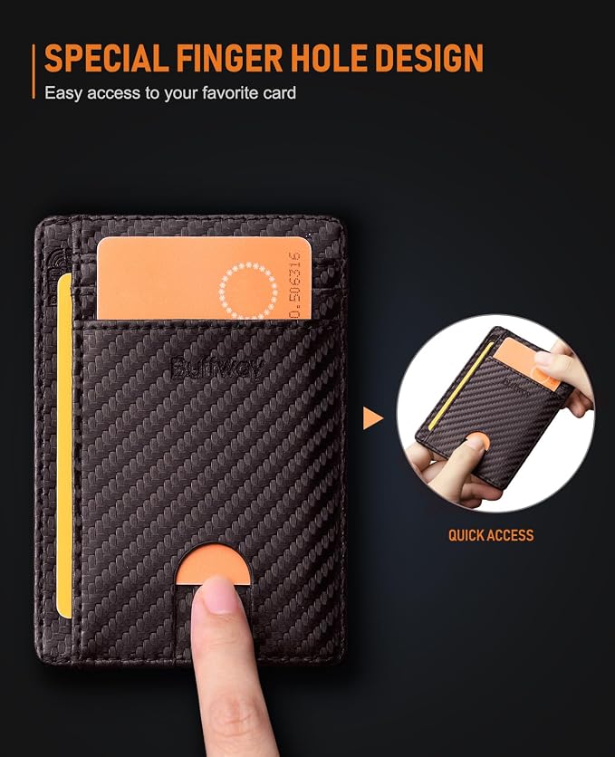 Buffway Slim Minimalist Front Pocket RFID Blocking Leather Wallets - Image 5