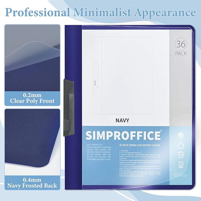 36 Pack Swing Clip Report Covers, Plastic Presentation Folders - Image 3