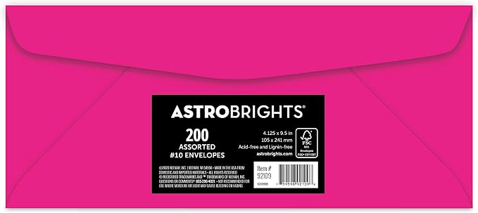 Astrobrights Color 10 Envelopes, 4.125" x 9.5", 24 Lb/89 Gsm, "Happy" 5-Color - Image 3