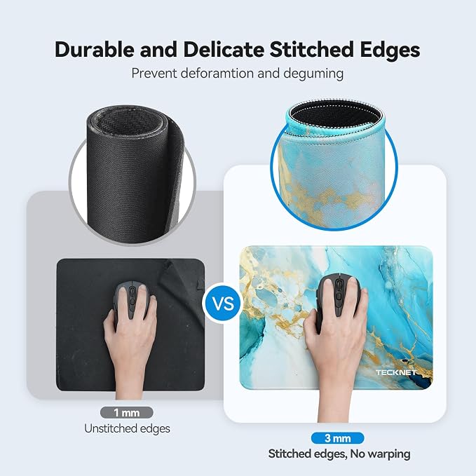 TECKNET Mouse Pad with Anti-fray Stitching, Waterproof Surface & Non-Slip - Image 2