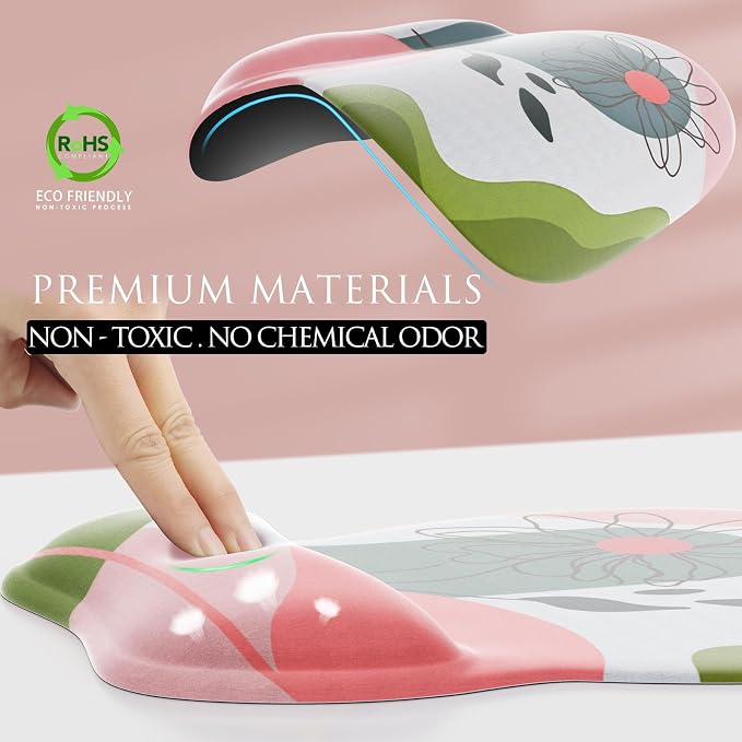 MROCO Ergonomic Mouse Pad with Gel Wrist Rest, 9.4 x 8.1 in, Pastel Petals | - Image 3