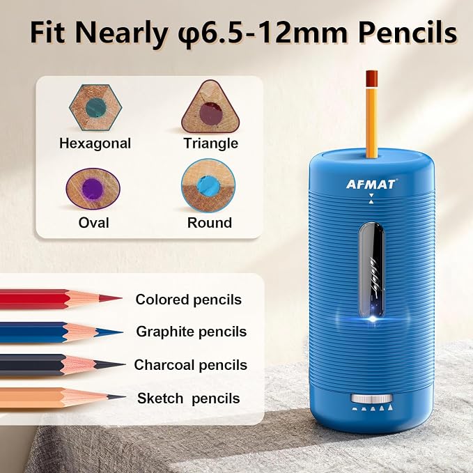 AFMAT Electric Pencil Sharpener, Fully Automatic Pencil Sharpener, Auto in & Out - Image 6