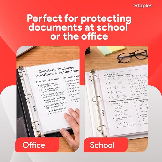 Staples Sheet Protectors, 8.5" x 11" – Top-Loading Clear Page Protectors - Image 7