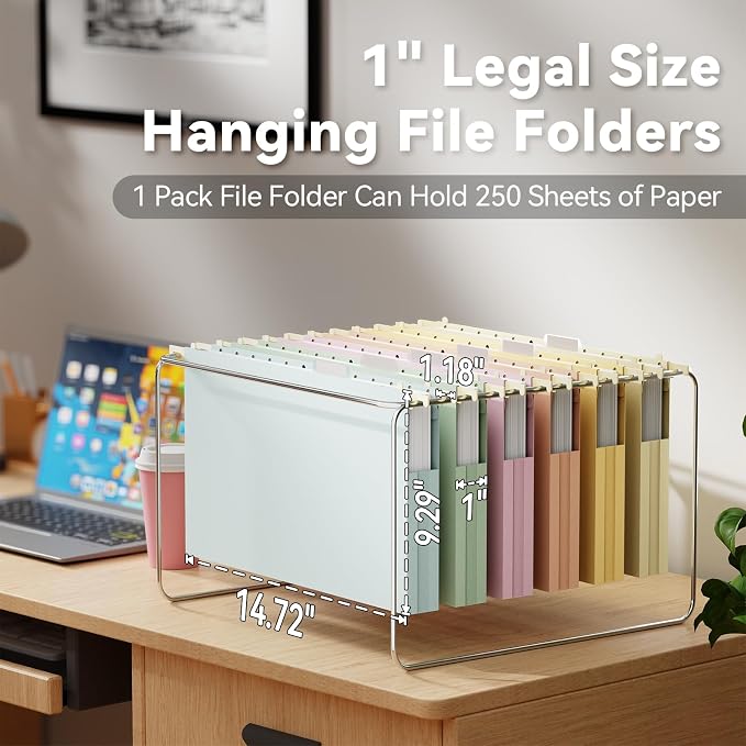 Ansook Plastic Hanging File Folders Legal Size, 12 Pack Legal Size File Folders - Image 3