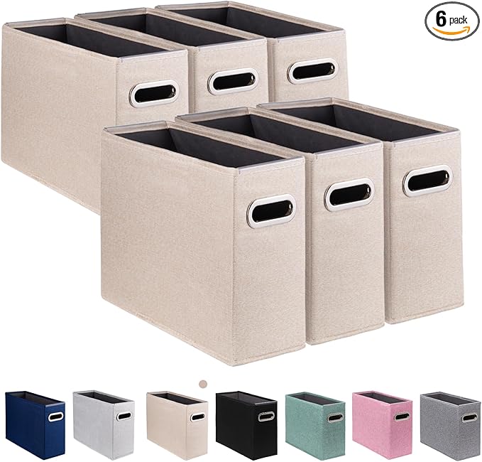 6 Pack Letter Size File Storage Box Collapsible，Fabric Hanging File Folders by ComfortKeeper
