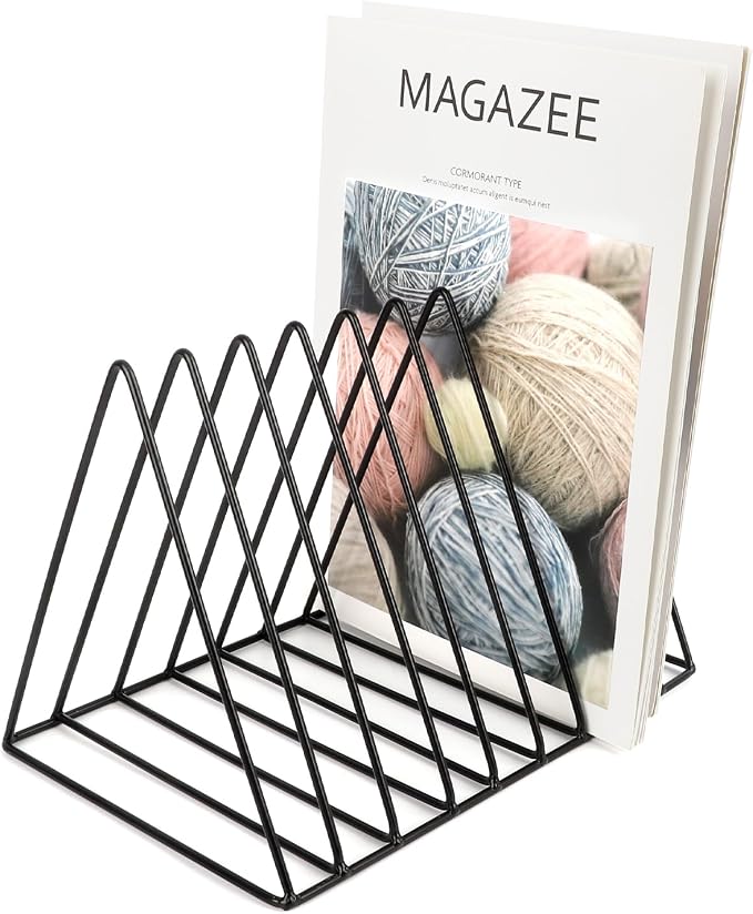 EASEPRES Vinyl Record Holder Storage, 9 Slot Metal Magazine Book Album Display - Image 6