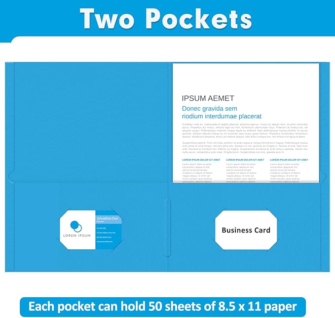 Two Pocket Folders, PANDRI 50 Pack 2 Pocket Folders, Letter Size Paper File - Image 4
