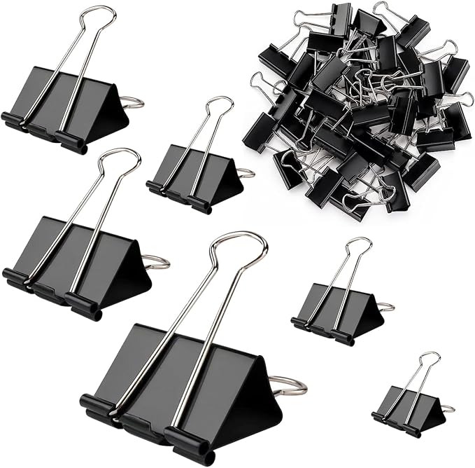 300 Pack Binder Clips Paper Clamps Assorted Sizes, Mini and Micro, 6 Sizes by Aellabus