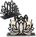 Lotus Desktop Mail Organizer Lotus Shaped Mail Holder Countertop Black Metal by Peryiter