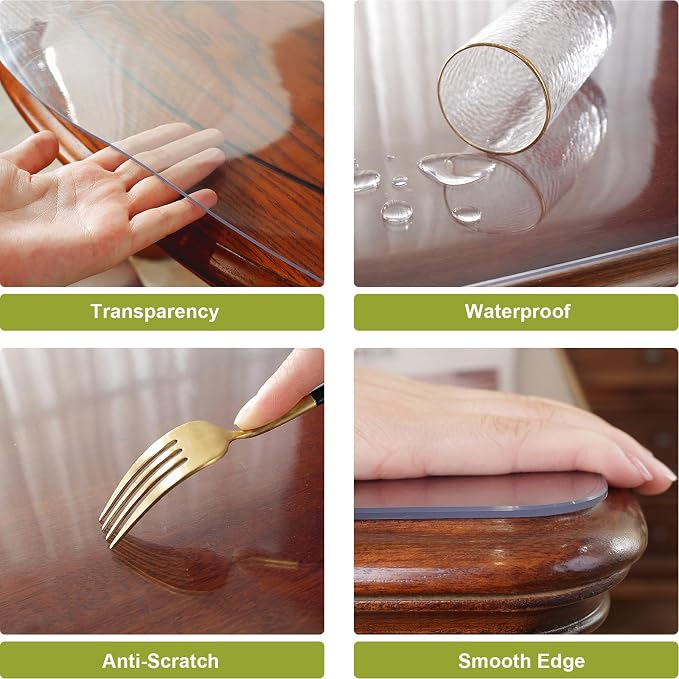 OstepDecor 23.6 x 55 Inch Clear Table Cover Protector, 2mm Thick Clear Plastic - Image 3