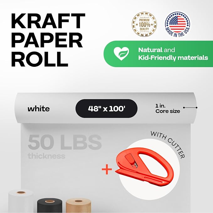 White Kraft Paper Roll 48" x 1200" - Image 2