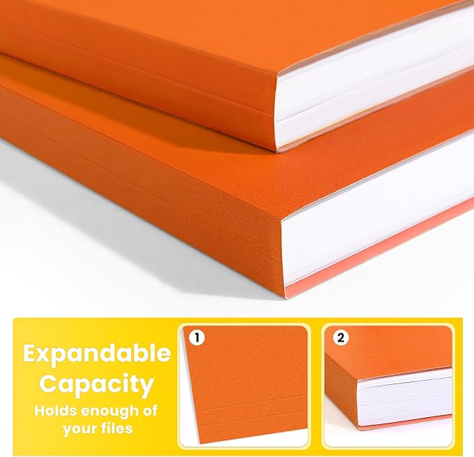 SUNEE File Folders Letter Size Orange, 100 Pack Manilla Folders 8.5 x 11 - Image 4