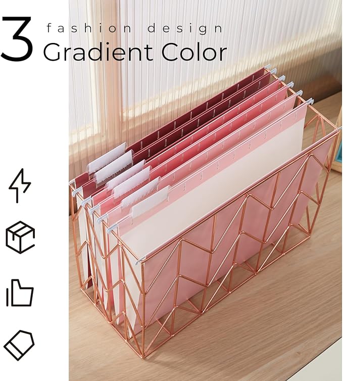 Y YOMA 6 Pack Gradient Hanging File Folders Letter Size Decorative Hanging - Image 2